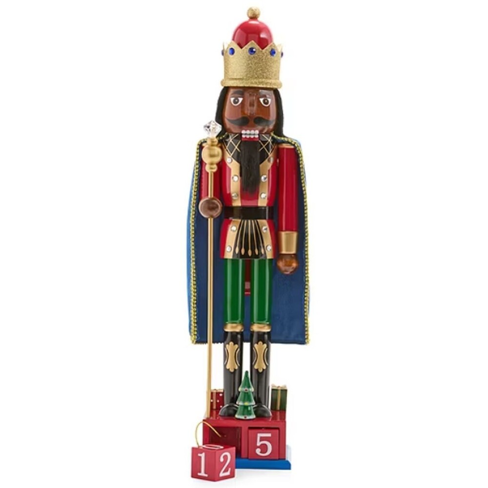 Wooden Nutcracker,24", AFRICAN AMERICAN KING WITH STAFF & ADVENT CALENDAR,145,NP